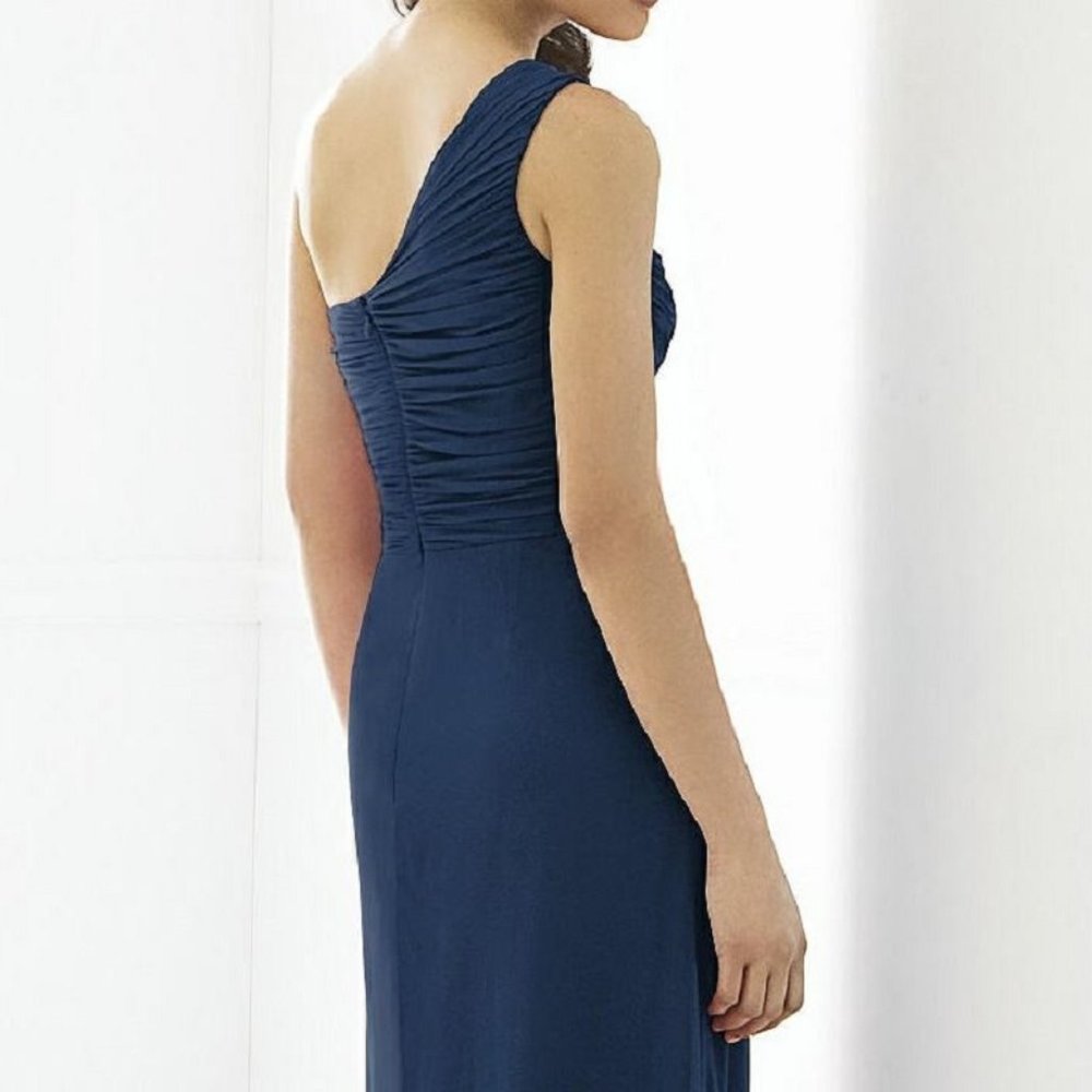 After Six 6651...Full Length, One shoulder, Chiffon Dress...Midnight...Size 6 - Picture 3 of 6
